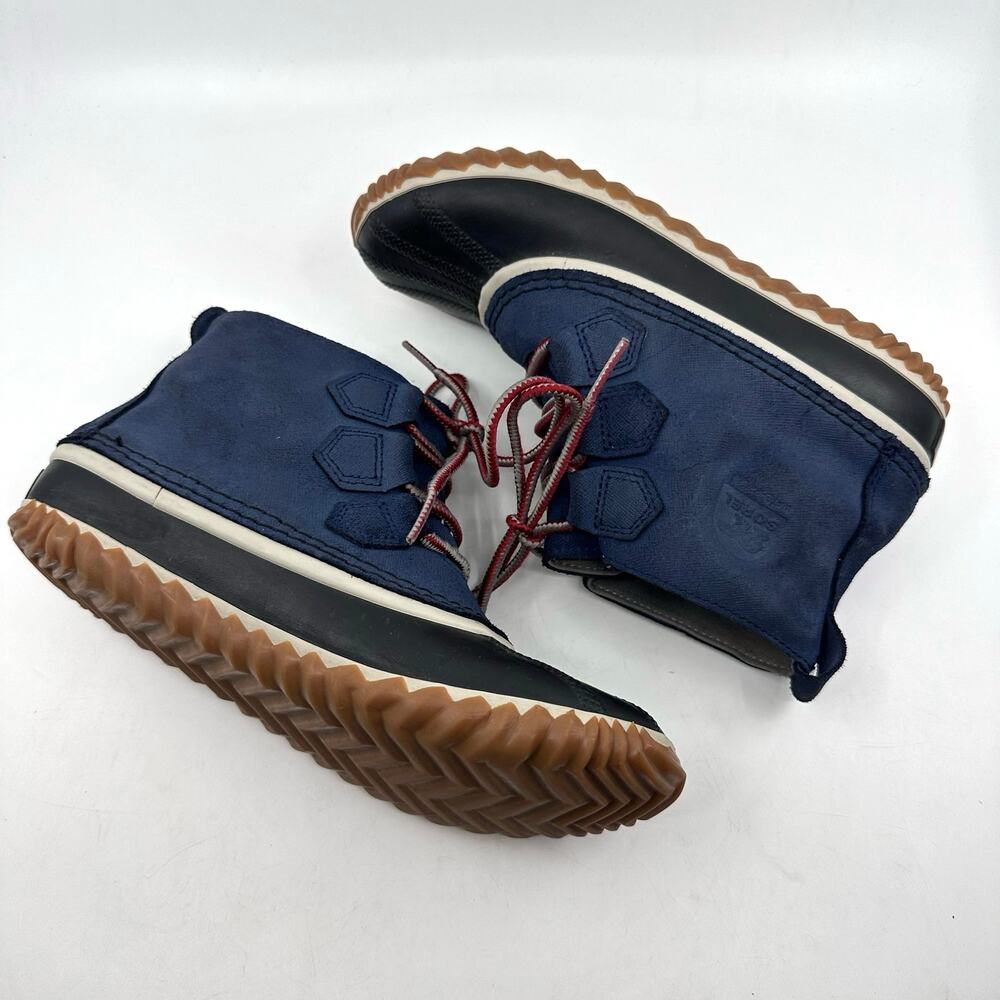 Sorel Out N About Leather Rain Boots Women's 7.5 Blue/Black Lace-Up Ankle NL2339 - Picture 3 of 7